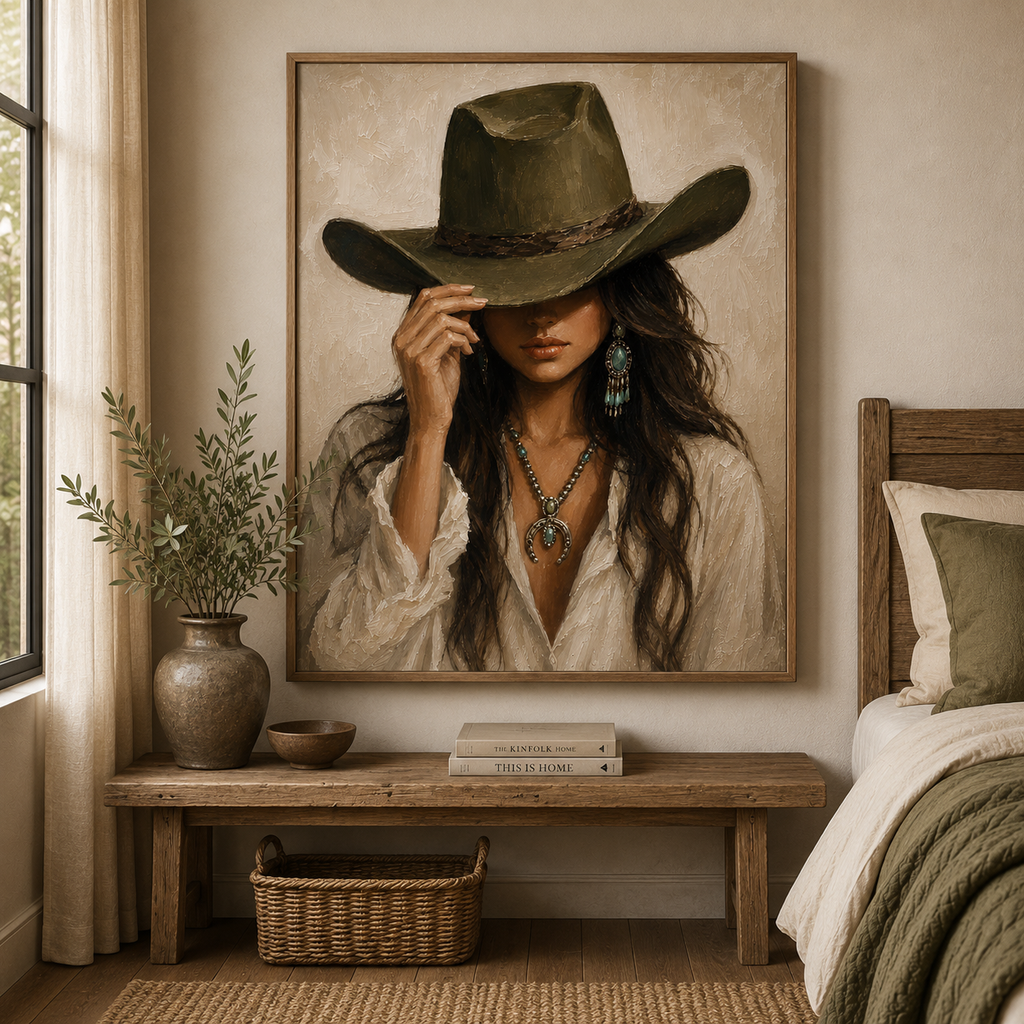 Southwestern cowgirl wall art for bedroom