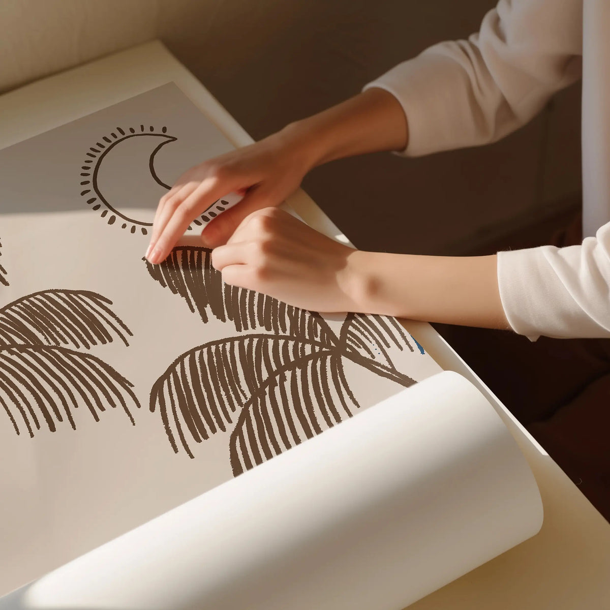 Neutral Palm Tree Prints, Coastal Wall Art