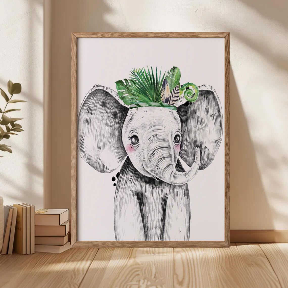 elephant wall art for nursery decor with jungle crown