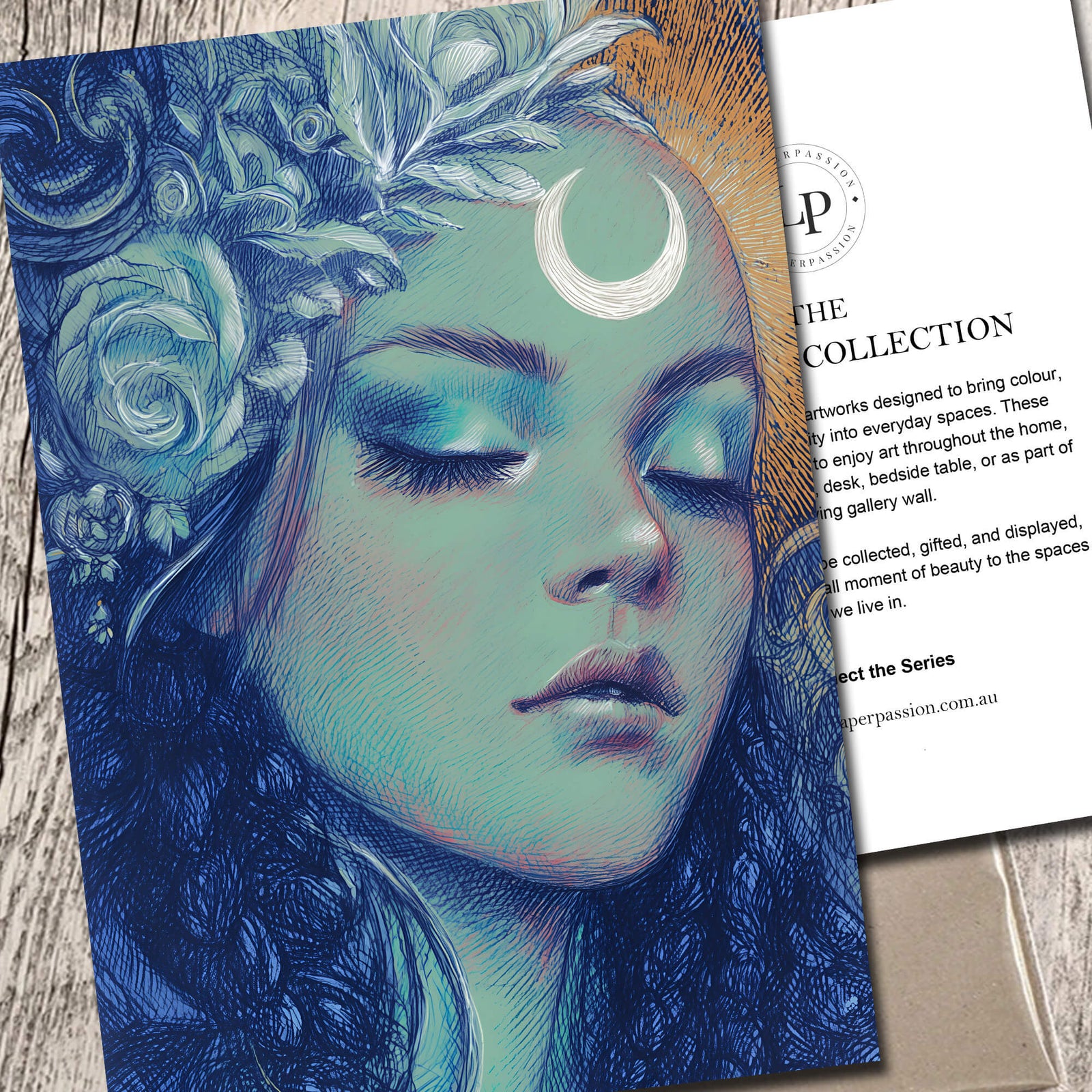 celestial moon Goddess Illustration A5 Mini Print