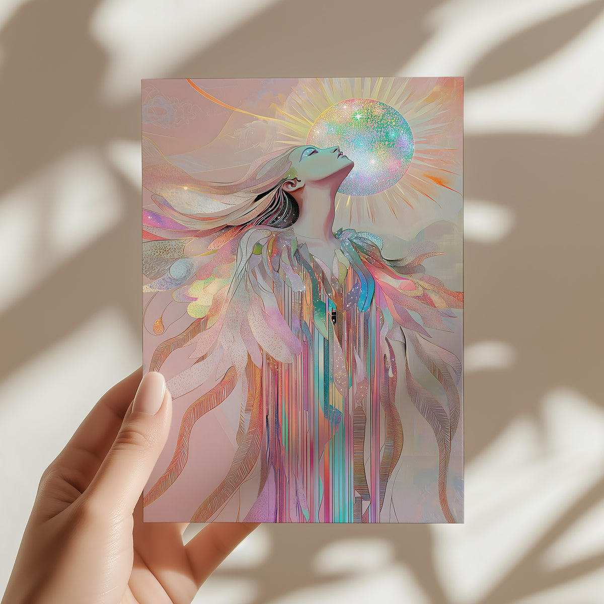 sun goddess A5 art print with golden tones