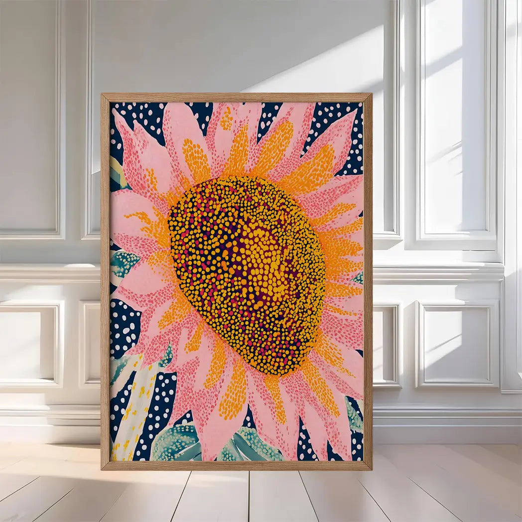 Abstract contemporary sunflower wall art print modern floral decor