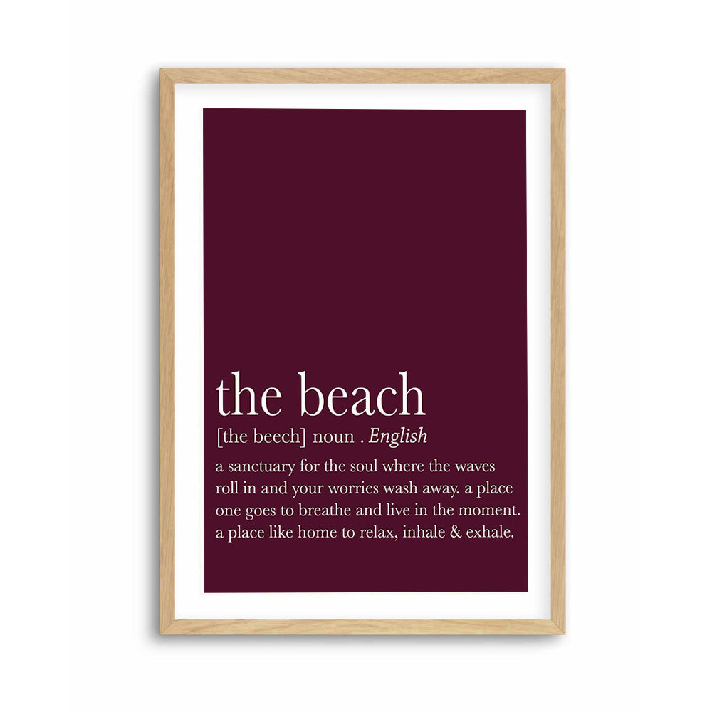 Coastal wall art featuring beach definition quote