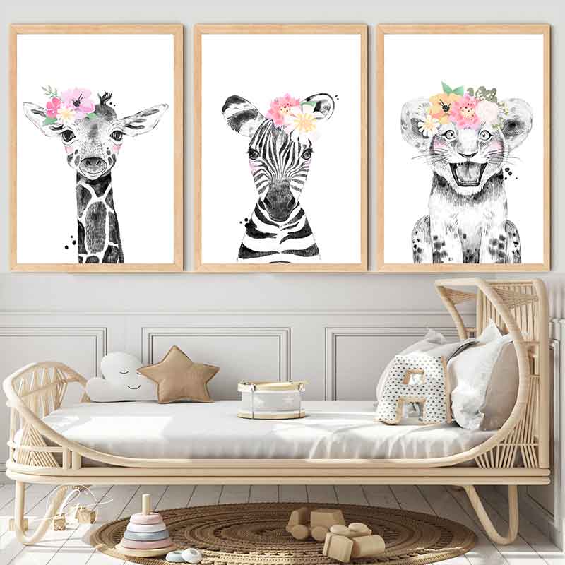 Girls safari Baby Animal Prints