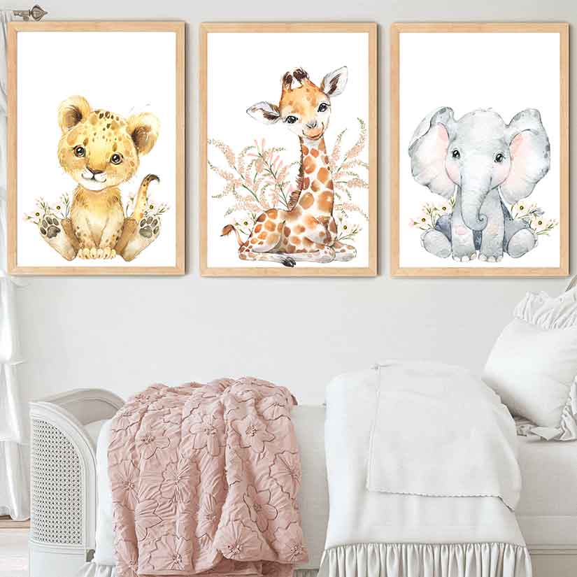girls safari wall prints
