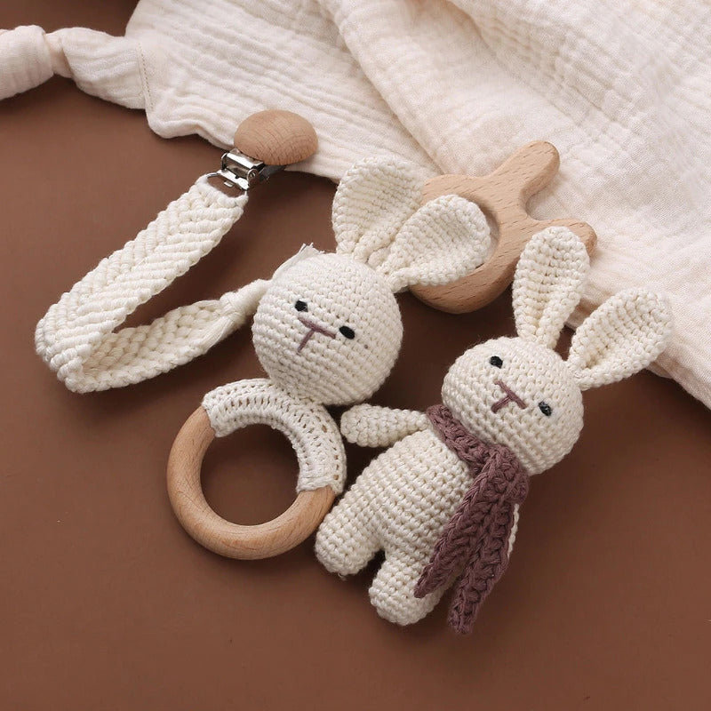Crochet Baby Dummy Rattle Gift Set -Newborn Gift