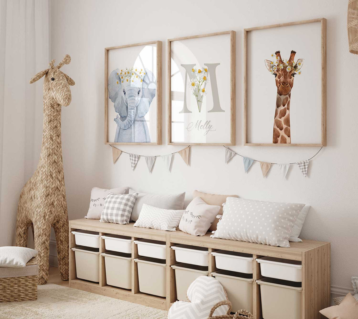 Safari Baby Animal Prints | Girl&#39;s Nursery Wall Art