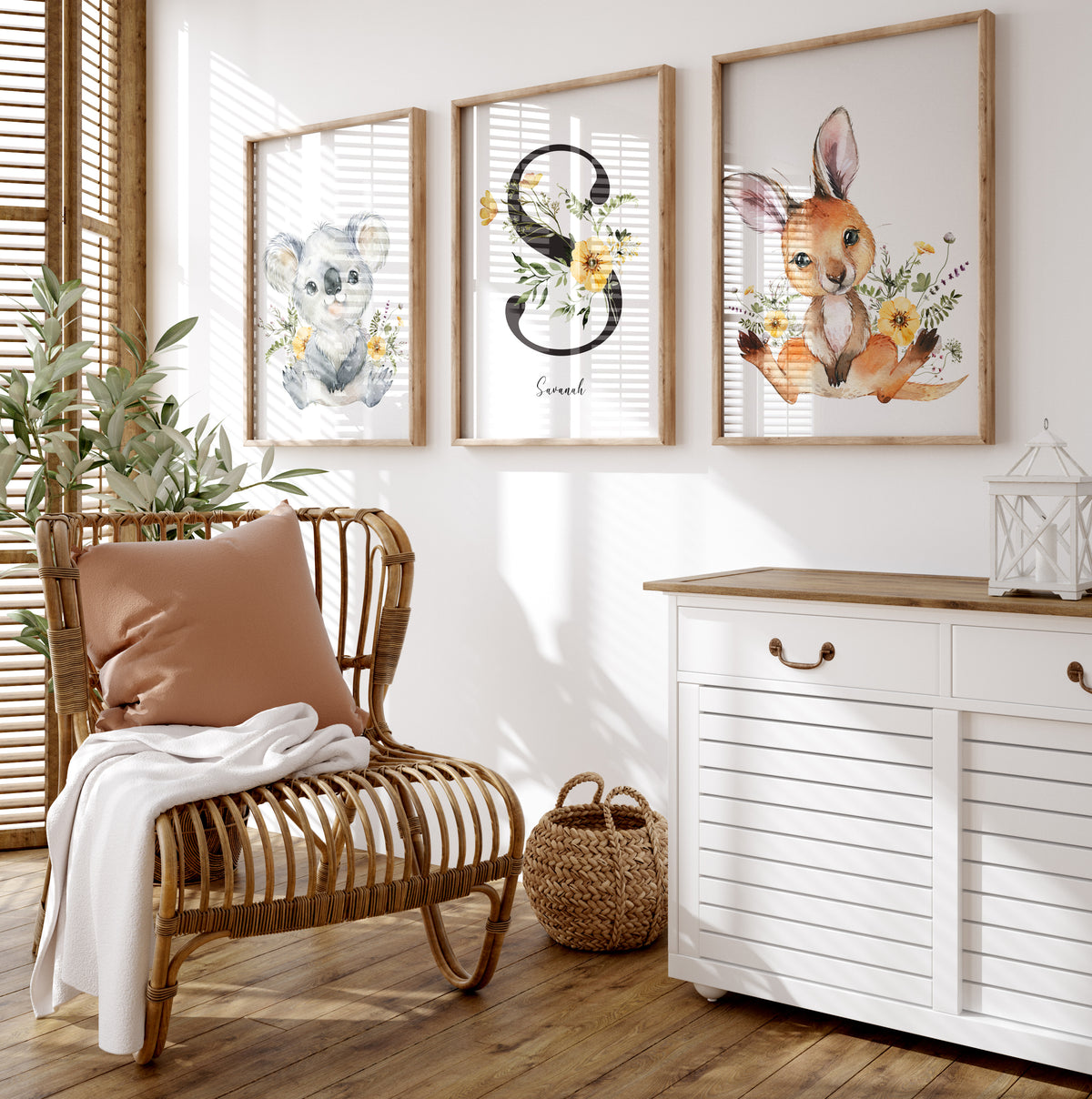Girls Australian Animal Wall Art Prints