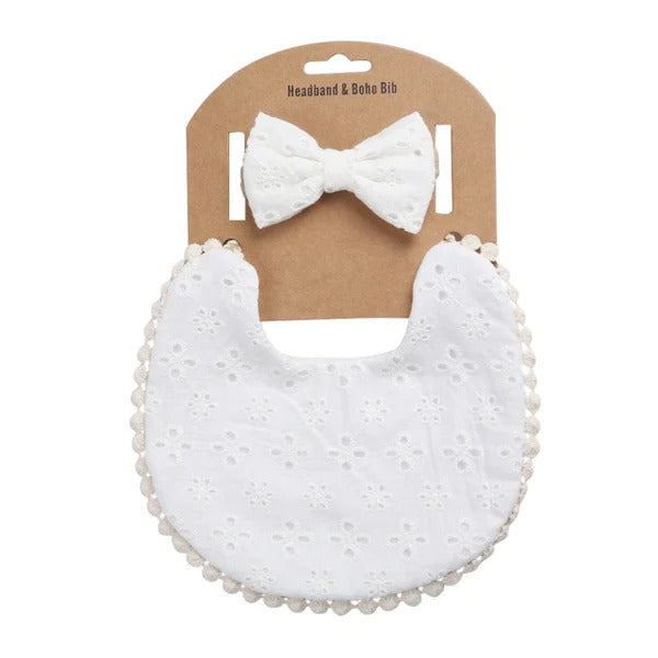 Baby Girls Bib and Bow set Floral