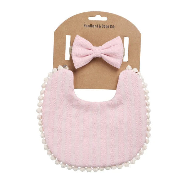Baby Girls Bib and Bow set Floral