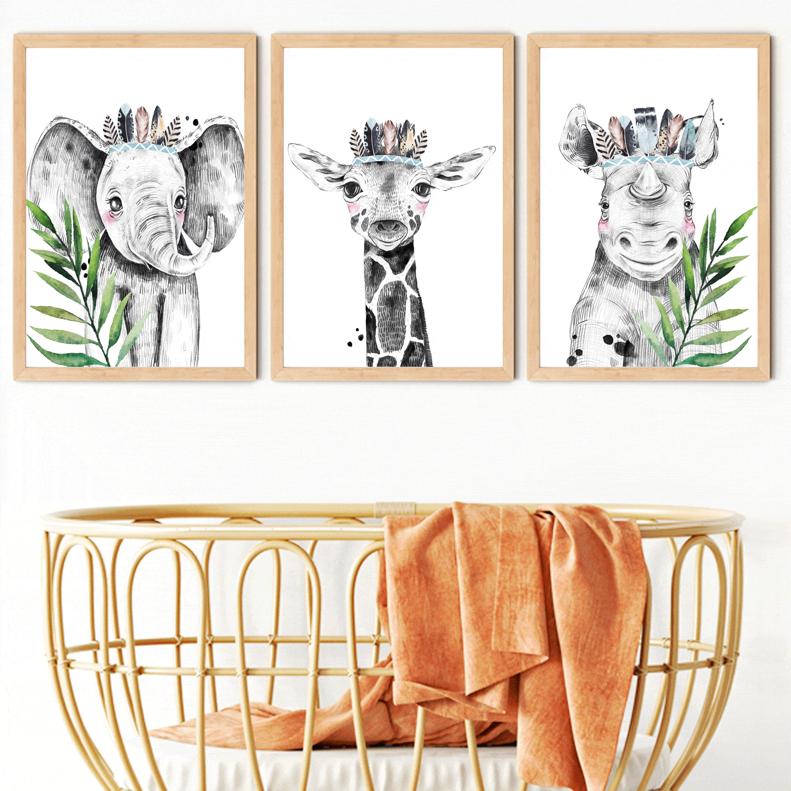 Safari Jungle Animals Nursery Wall Prints La paper  passion